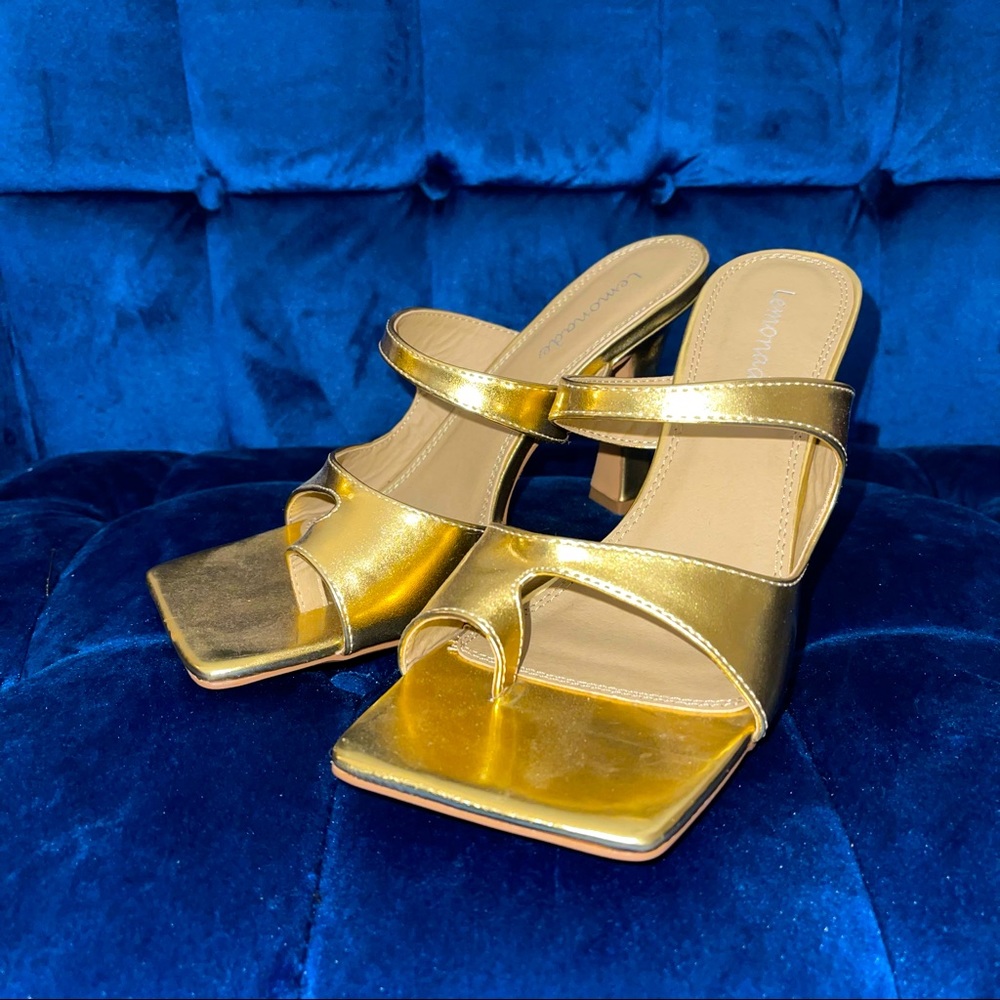 Gold Sandal Mule Heels